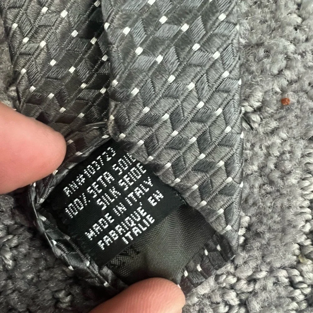 Giorgio Armani Gray Geometric Satin Silk Tie